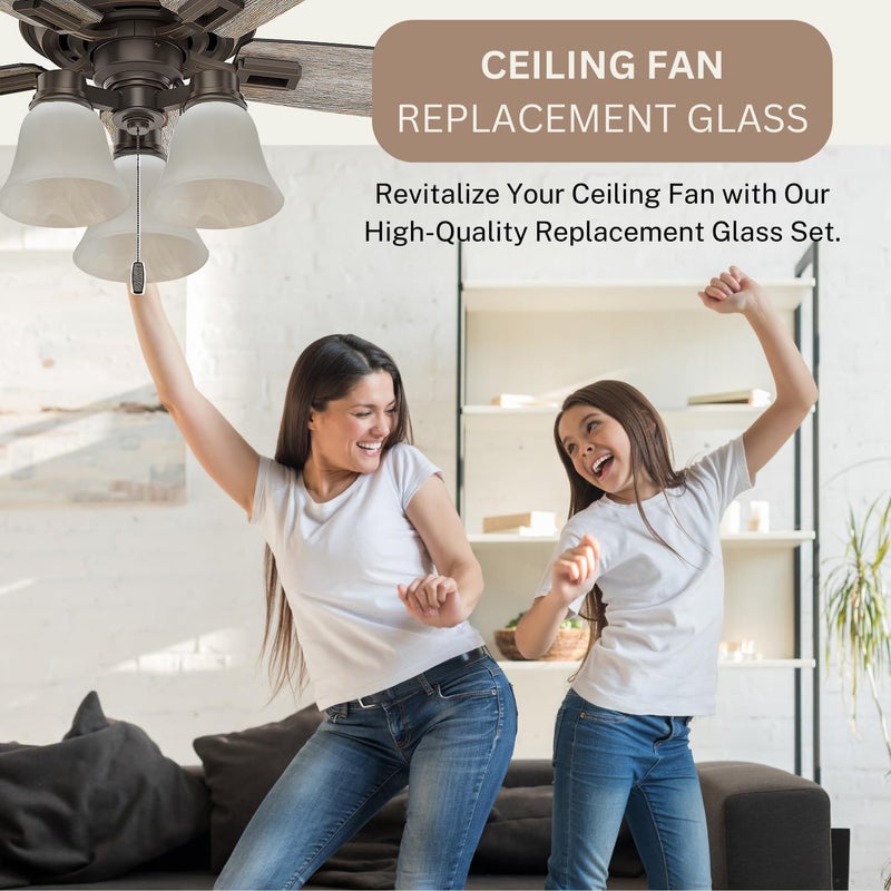 LIGHTACCENTS 4-Pack Ceiling Fan Light Covers -white Alabaster Glass Shade Lamp Replacement Kit For Ceiling Fan Light Kits. Glass Lamp Shade Replacement Used For Ceiling Fan Globe Replacement - Image 2